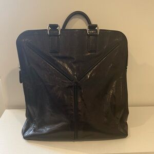 Yves Saint Laurent Archive Black Leather Briefcase Travel Bag